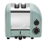 Dualit Newgen eucalyptus toaster with two slots, modern design, and control knobs for perfect toasting.