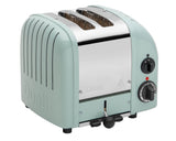 Dualit NewGen eucalyptus 2-slice toaster with modern design, featuring slots for toasting bread slices.