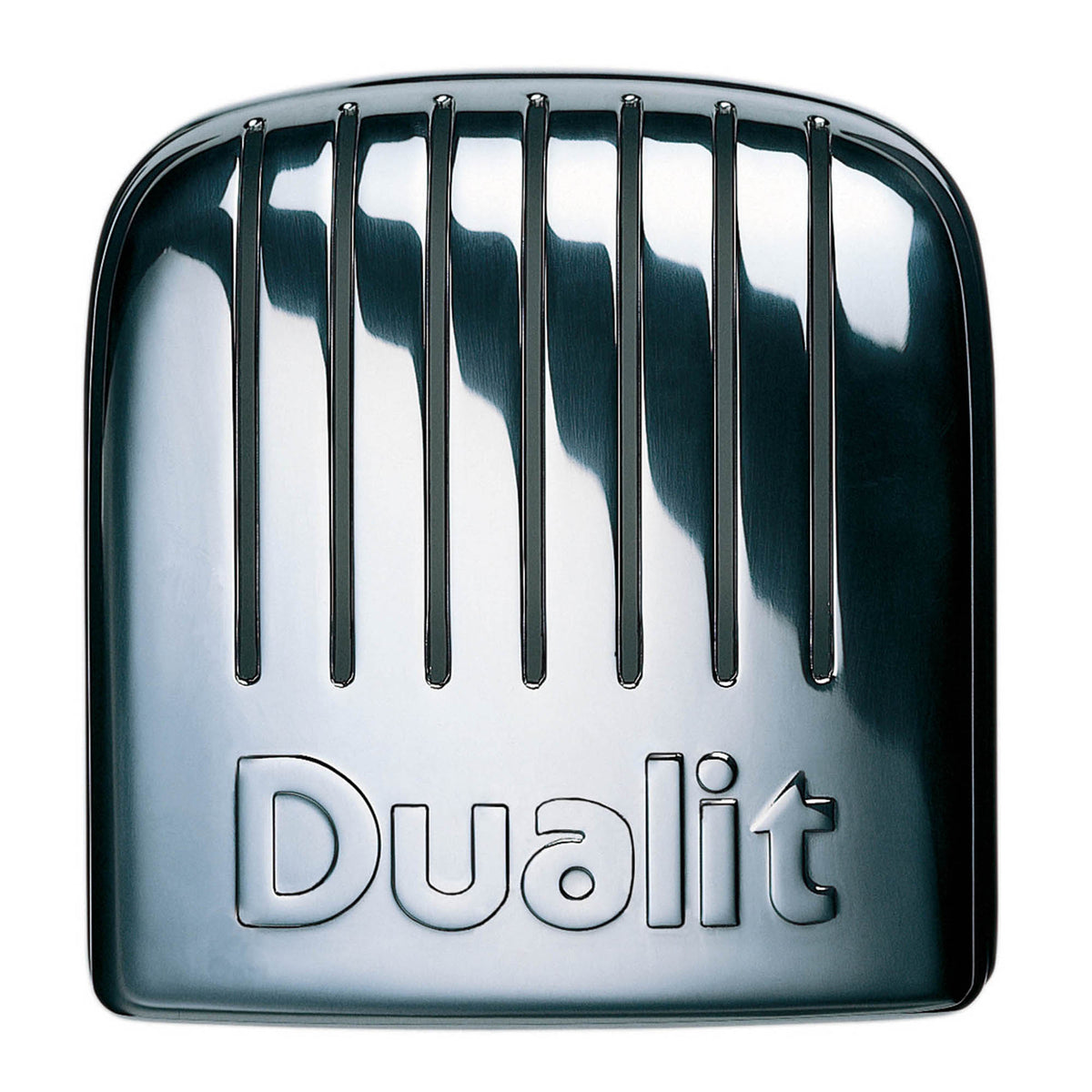 Dualit Vario stainless steel toaster with four slots, modern design and polished finish for toasting multiple bread slices.