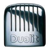Dualit Vario stainless steel toaster with four slots, modern design and polished finish for toasting multiple bread slices.