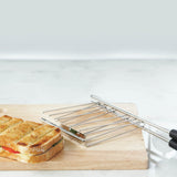 Dualit Classic stainless steel 6-slice toaster with modern design and multiple browning settings, suitable for large households.