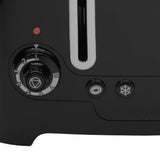 Dualit 2+1 Combi Toaster in black with two slots, featuring a sleek design and multiple browning settings.