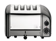 Dualit NewGen gray metallic 4-slice toaster with sleek design and modern finish, perfect for quick, even toasting.