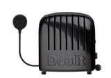 Dualit Toaster NewGen in black with four slots, sleek modern design for toasting bread and bagels.