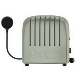 Dualit Newgen polished 4-slice toaster with a sleek design, featuring control knobs and slots for toasting bread.