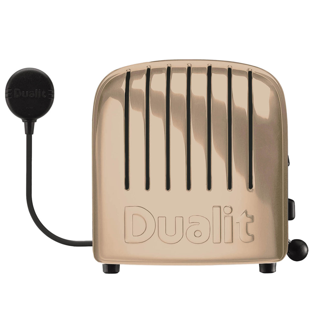 Polished DUALIT NewGen 4-slice toaster with modern design and four slots for toasting bread and bagels.