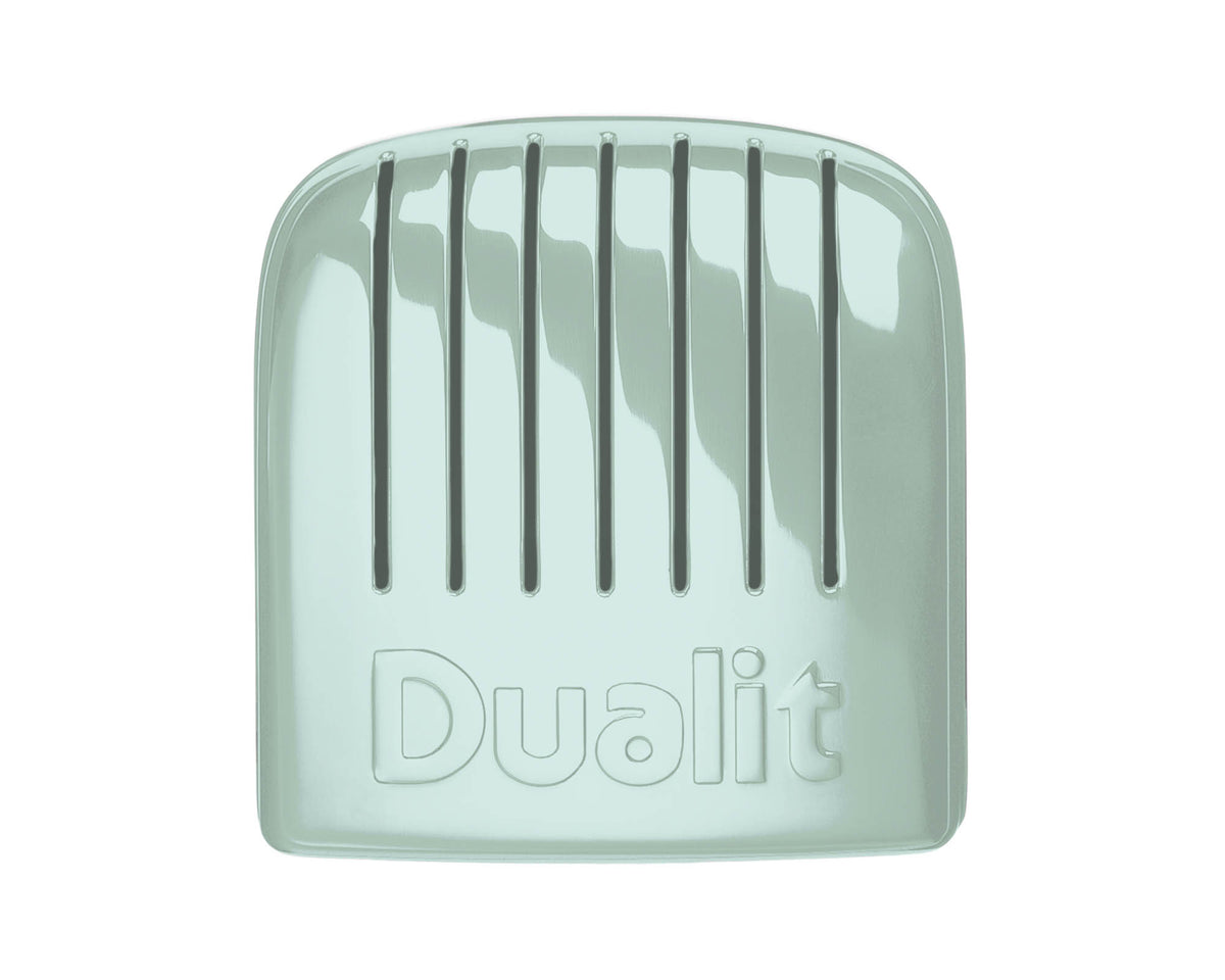 Dualit NewGen eucalyptus 4-slice toaster with sleek design, featuring multiple toasting settings and modern kitchen style.