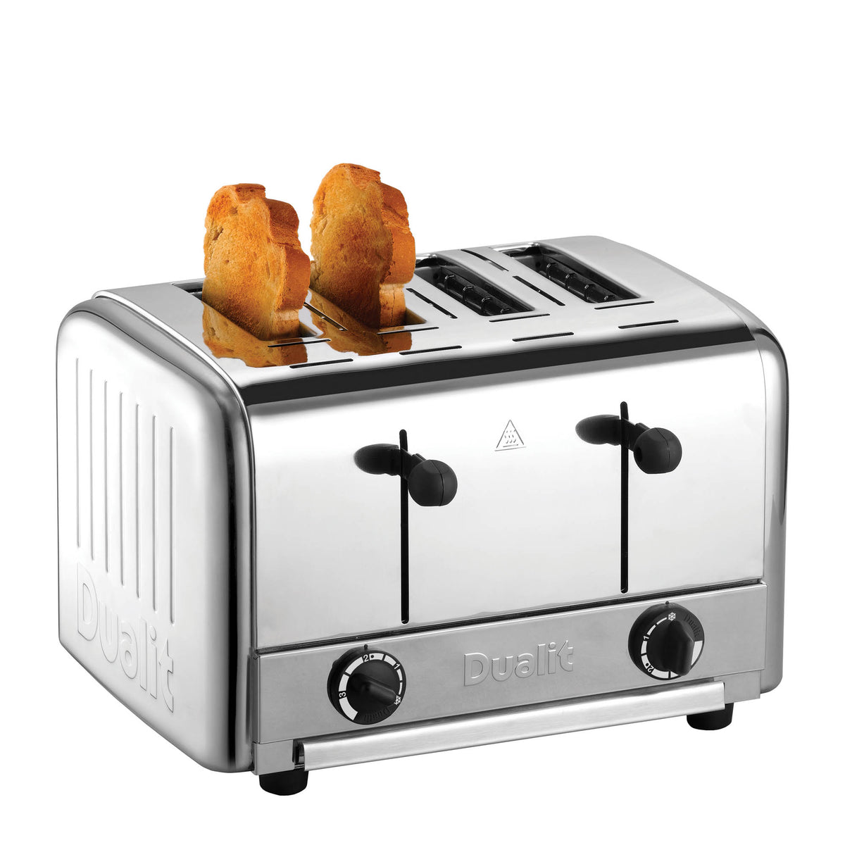 Black DUALIT Toaster Gastro Pop Up with two slots, stainless steel finish, and control knobs for toasting bread.