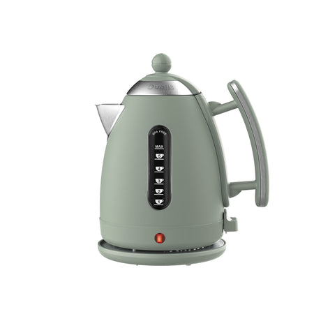 Dualit LITE water boiler in sage green with 1.5L capacity, modern electric kettle for boiling water efficiently.