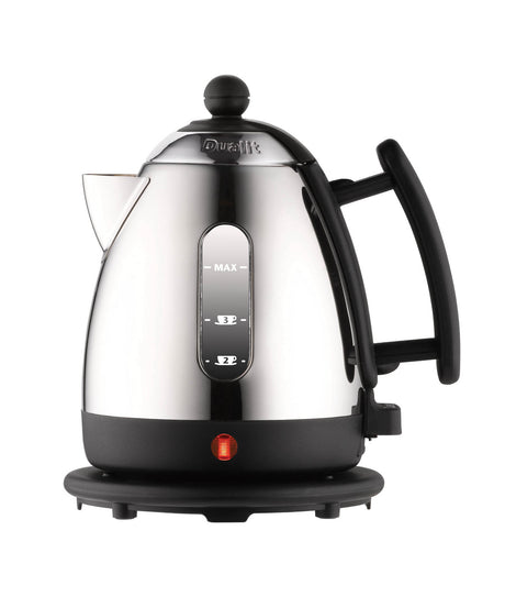 Black DUALIT Mini Wasserkocher with 1-liter capacity, compact electric kettle with sleek design.