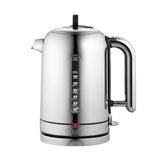 Polished DUALIT Classic electric kettle with 1.7L capacity, metal exterior, and ergonomic handle for boiling water efficiently.