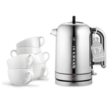 Polished DUALIT Classic 1.7L electric kettle with water level indicator and ergonomic handle, ready for boiling water.