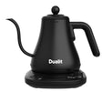 Black DUALIT Classic hand filter coffee pot with a glass carafe and black handle, designed for manual brewing.