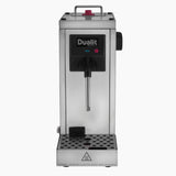 Dualit CINO milk frother for catering, stainless steel milk steamer with ergonomic handle and frothing nozzle.