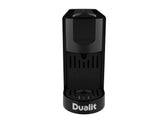 Dualit coffee capsule machine in black, 34 cm tall, compact kitchen appliance for brewing coffee with ease