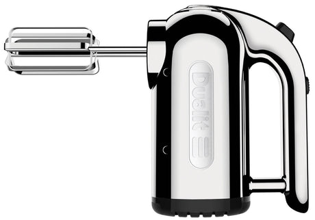 Dualit Classic polished handheld immersion blender with stainless steel blending attachment and ergonomic handle.