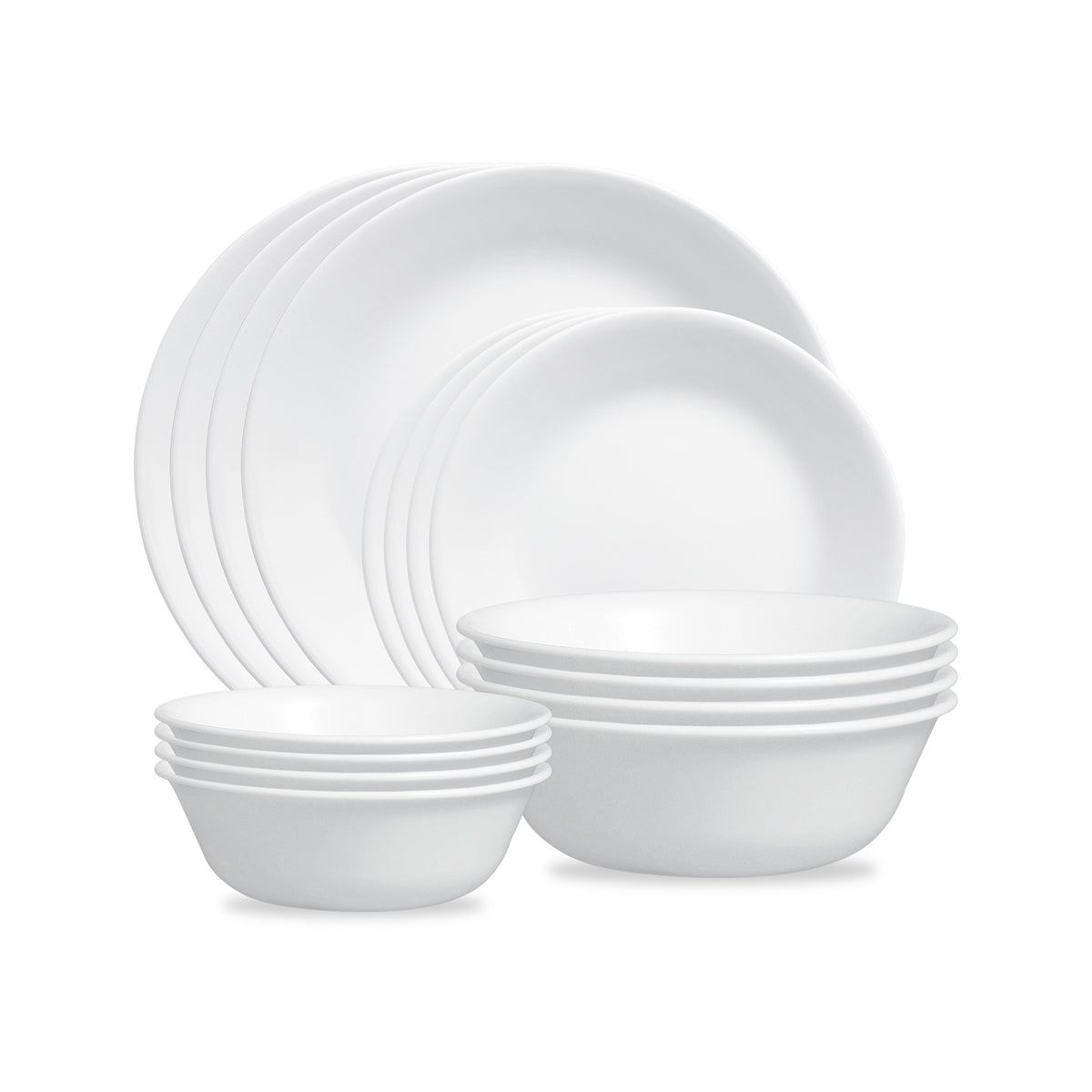 Corelle Winter Frost white dinnerware set, ceramic plates and bowls with a frosted winter pattern, elegant and durable for everyday use