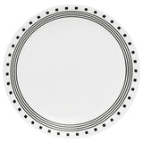White CORELLE City Block dinnerware set with plates and bowls arranged on a table.
