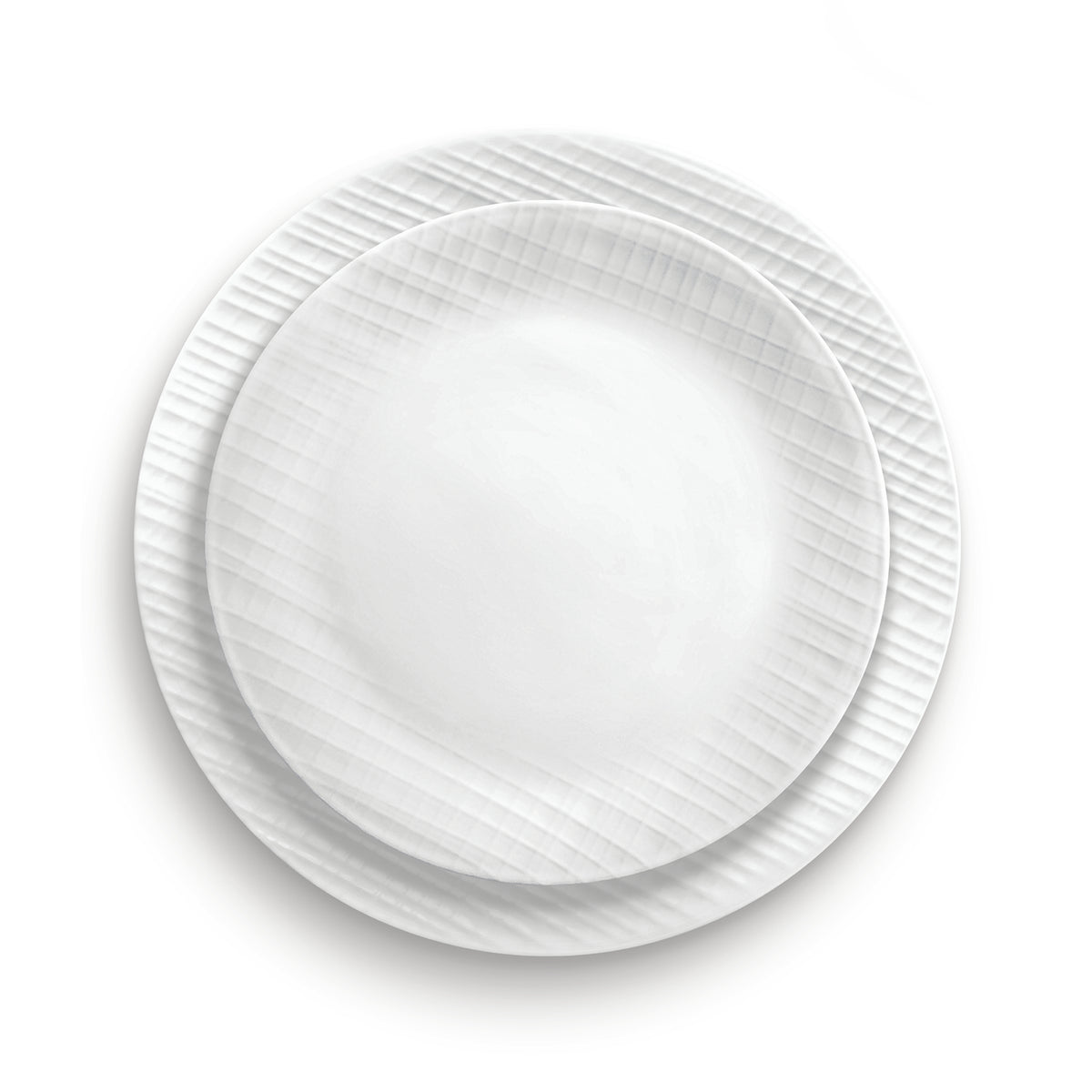 White CORELLE Linen Weave dinnerware set with elegant plates and bowls, showcasing a textured linen-inspired design.