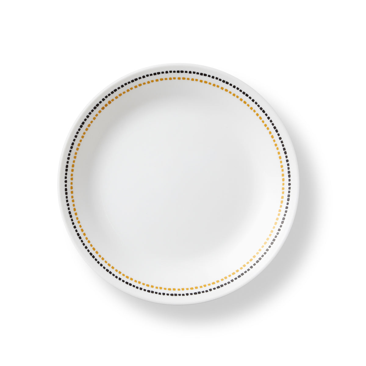 Corelle Paloma white dishware set with colorful graphic design on ceramic plates and bowls.