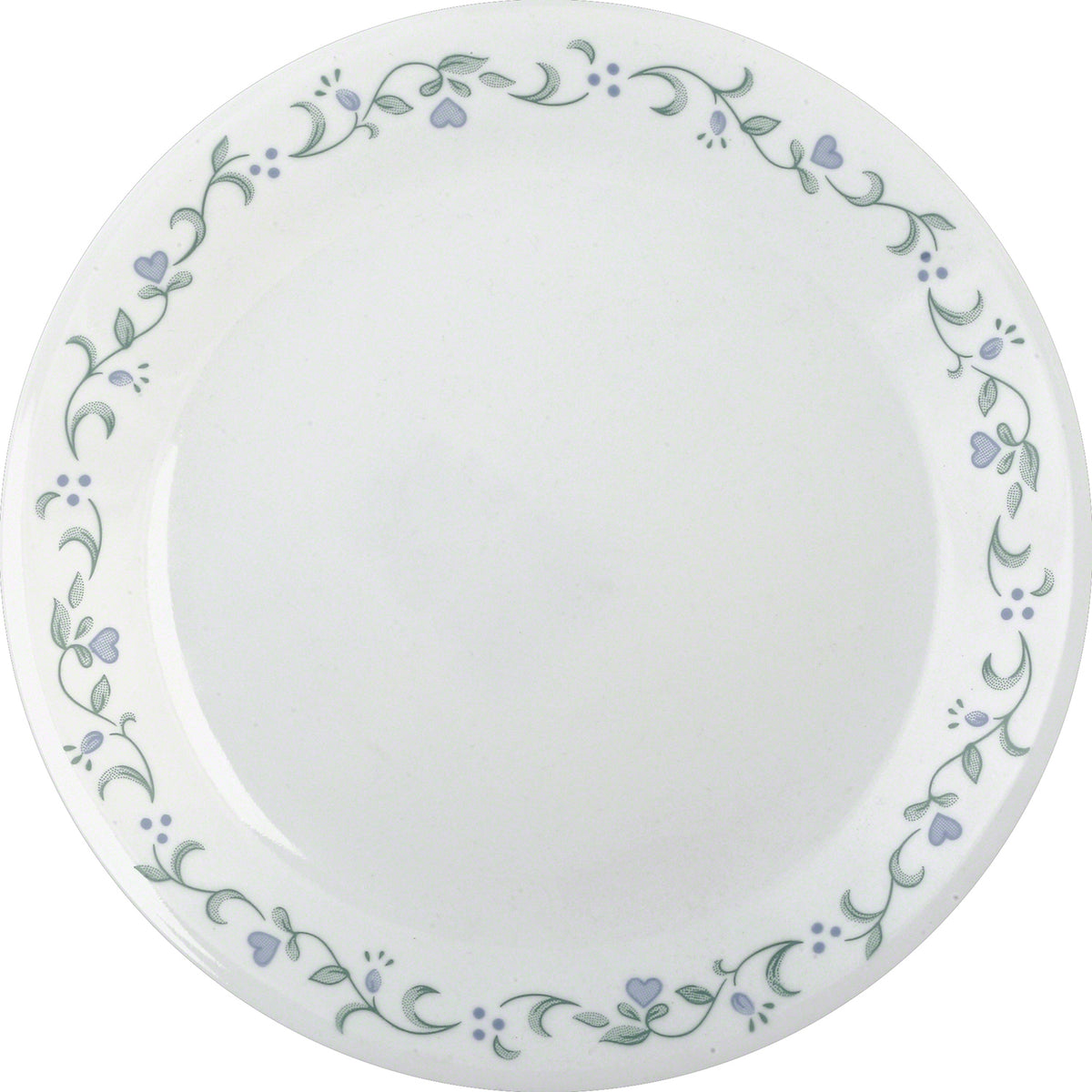 Corelle Country Cottage white dishware set with charming floral graphic design, featuring plates and bowls.