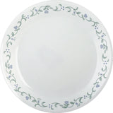Corelle Country Cottage white dishware set with charming floral graphic design, featuring plates and bowls.