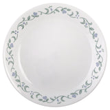 Corelle Country Cottage white ceramic dinnerware set with floral graphic design featuring plates and bowls.