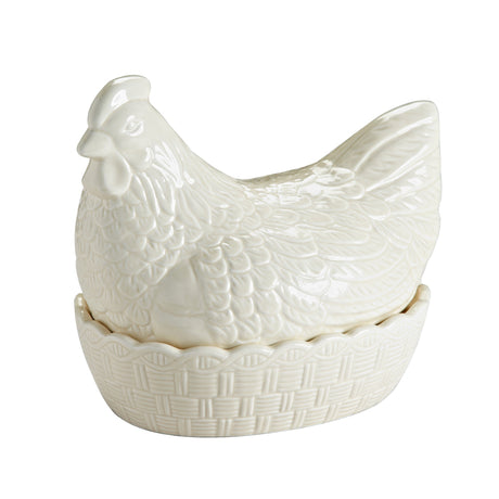 White Mason Cash Keramikhuhn ceramic hen figurine with detailed, textured surface and realistic bird features.