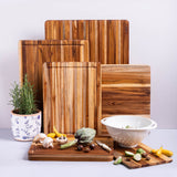 TEAKHAUS teak wood cutting board, rectangular traditional style, durable and smooth surface for food preparation.