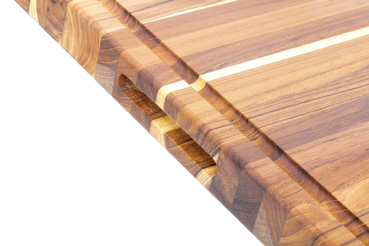 TEAKHAUS teak wood cutting board, rectangular traditional style, durable natural teak kitchen accessory.