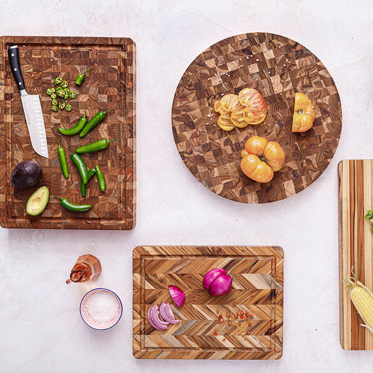 TEAKHAUS teak wood butcher block cutting and chopping board, sturdy and durable for kitchen food preparation.
