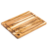 Teakhaus Marine teak cutting board with smooth surface and natural wood grain, ideal for kitchen food prep.