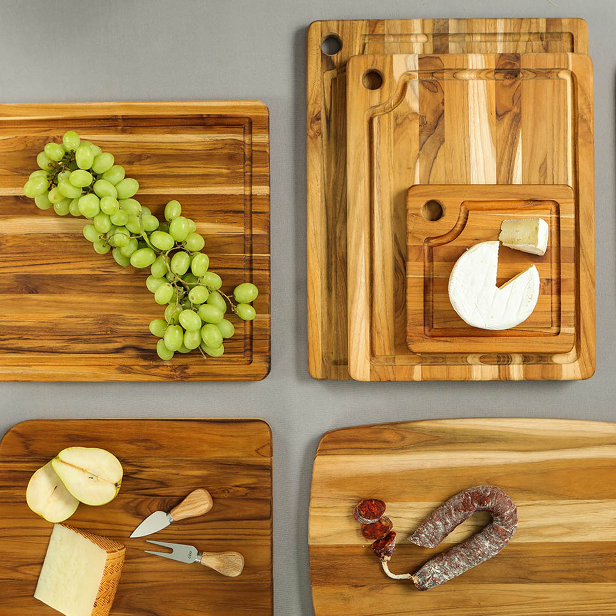 TEAKHAUS teak wood cutting board Marine, durable teak kitchen board with a smooth surface and natural wood grain.