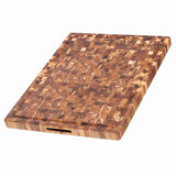 TEAKHAUS teak wood butcher block cutting board with knife groove, sturdy and spacious for food prep and slicing.