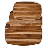 Teakhaus rectangular teak cutting board with elegant finish, natural wood grain for kitchen prep and serving.