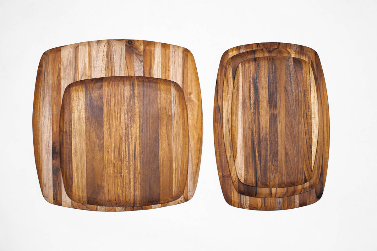 Teakhaus rectangular teak wood cutting board with elegant finish, ideal for kitchen prep and serving.