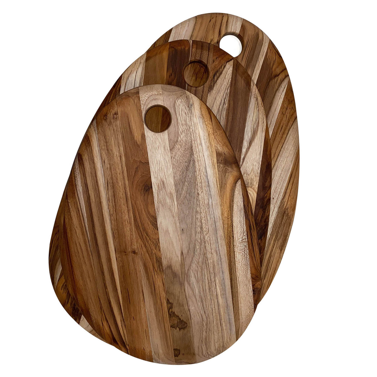 Teakhaus oval teak cutting board with smooth surface and rounded edges, made from durable teak wood.