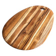 Oval TEAKHAUS teak wood cutting board with smooth surface and rounded edges, ideal for kitchen food preparation.