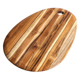 Oval TEAKHAUS teak wood cutting board with smooth surface and rounded edges, ideal for kitchen food preparation.
