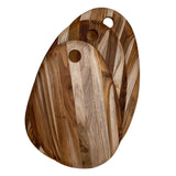 Teakhaus oval teak wood cutting board with smooth surface, natural wood grain, and rounded edges.