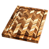 TEAKHAUS teakwood cutting board with herringbone pattern for kitchen use, featuring a natural wood finish and durable design.