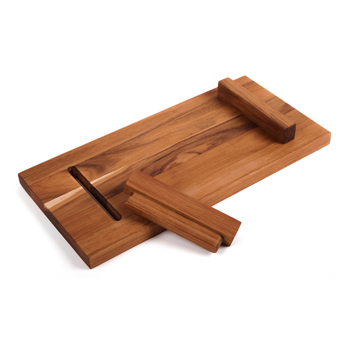 Teakhauss Teakholz-Schneidbrett Bistro, rectangular cutting board with smooth polished surface and natural wood grain details.