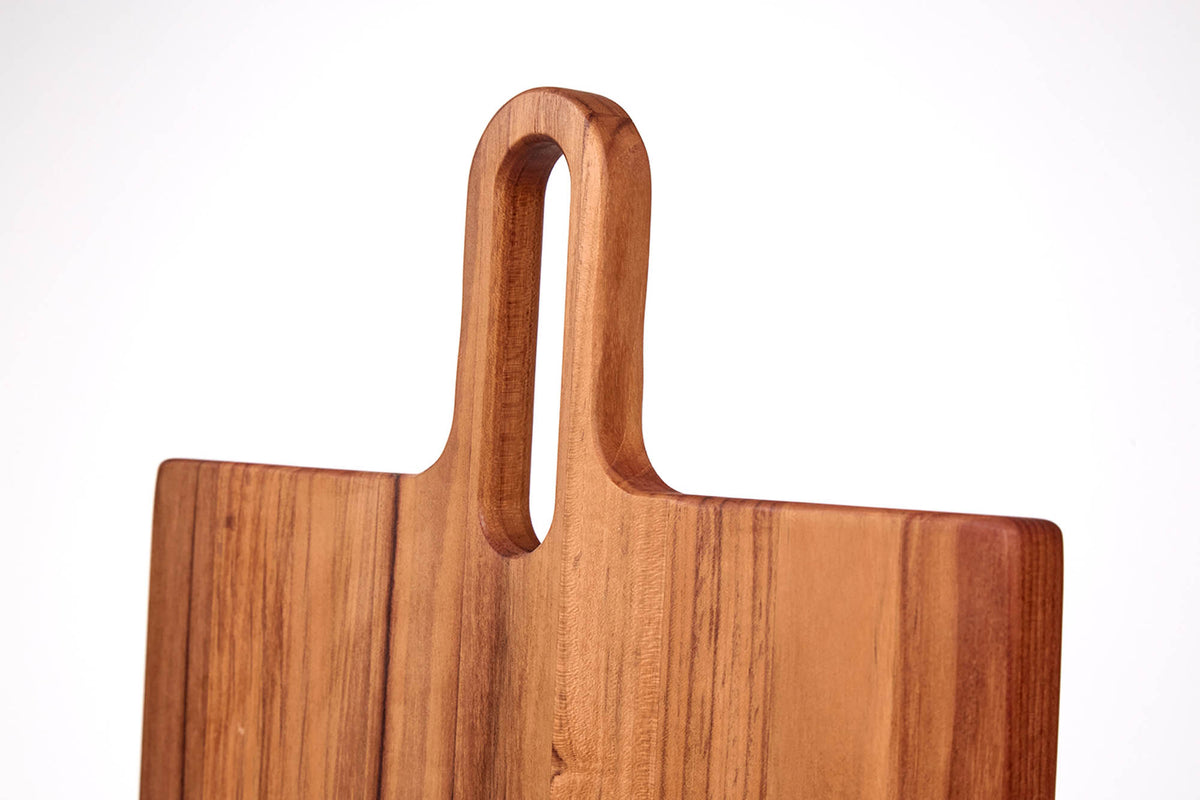TEAKHAUS teak wood cutting board with bistro design, rectangular shape, natural wood grain for kitchen use