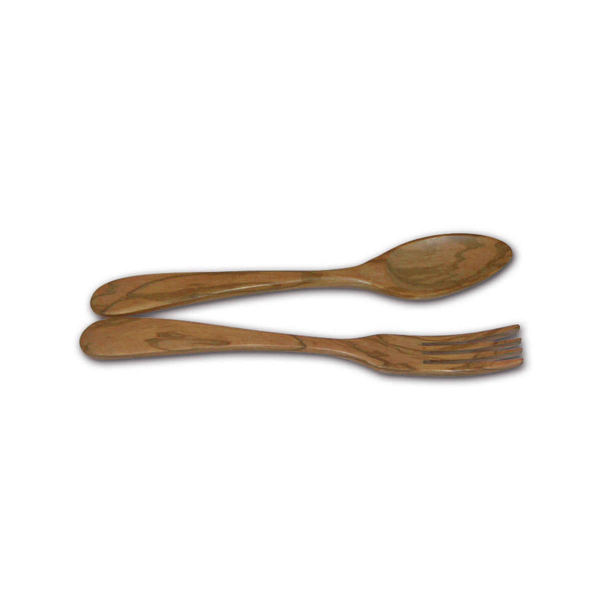 BÉRARD Parisen salad cutlery set with brown handles, 25 cm long, featuring a fork and spoon for serving salads.