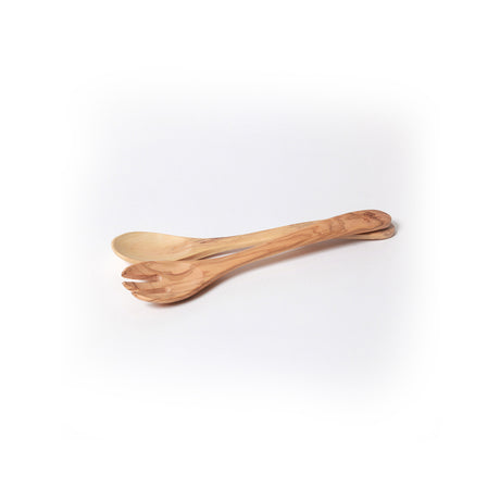BÉRARD Provencal salad cutlery set in brown, 25 cm long, featuring a fork and spoon with elegant handles.