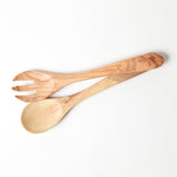 BÉRARD Provencal salad cutlery set with a 25 cm brown salad fork and spoon, elegant and durable stainless steel design