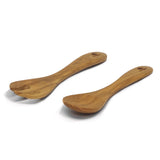 BÉRARD Provencal salad cutlery set with brown handles, 25 cm length, featuring a fork and spoon for serving salads.