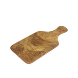 BÉRARD olive wood cutting board with handle, 26 x 12 cm, featuring natural wood grain and sturdy grip for kitchen use