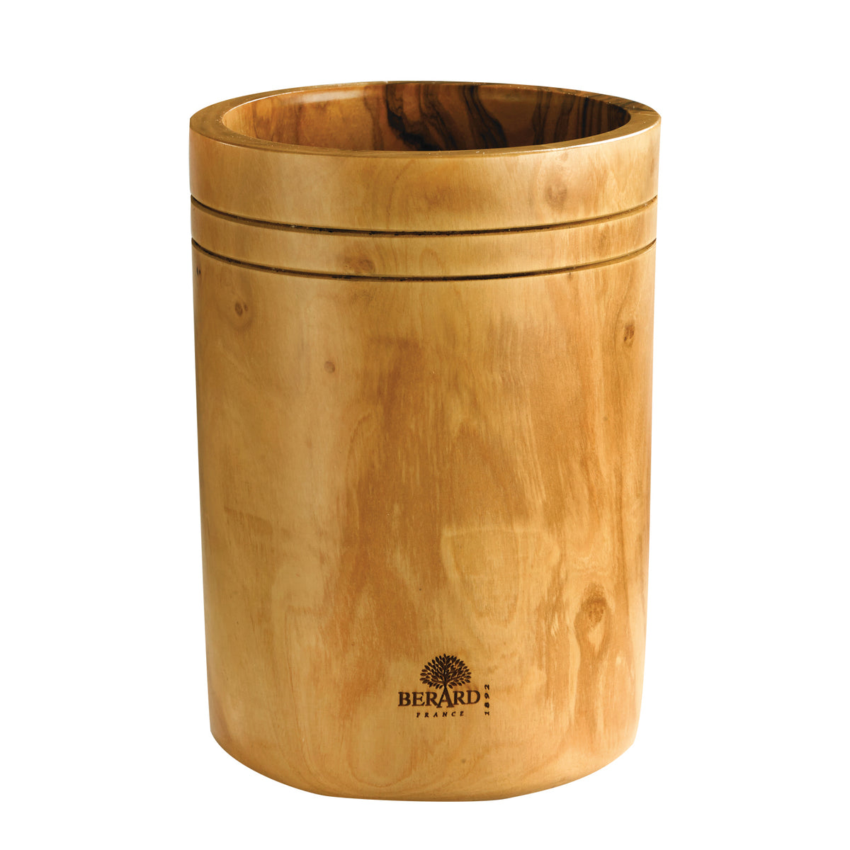 BÉRARD brown utensil holder with a diameter of 11 cm, stylish cylindrical container for kitchen utensils.