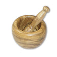 BÉRARD Mörser mit Stößel in braun, 10 cm diameter, ceramic mortar for grinding spices and herbs.
